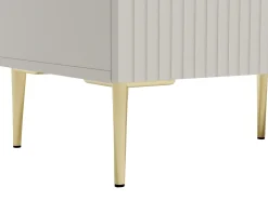 Móvel de TV com 2 portas, 2 gavetas e 2 nichos MDF e aço bege e dourado - YESINIA