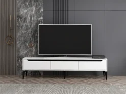 Móvel de TV com 3 portas de cor branca - MINALYA
