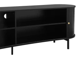 Móvel de TV com 2 portas de correr em MDF preto - SEVATO