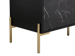 Móvel de TV com 2 portas e 2 nichos MDF e metal efeito mármore preto e dourado - CIEMILA