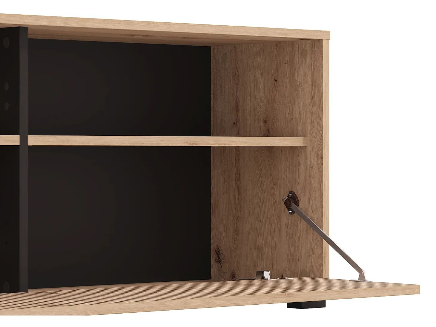 Móvel de TV com 3 portas e 3 nichos natural claro e preto - BELUTZY