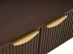 Móvel de TV com 2 portas em madeira de mangueira e metal natural e dourado - NEVILI