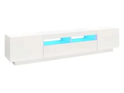 Móvel de TV com luzes LED 200x35x40 cm branco