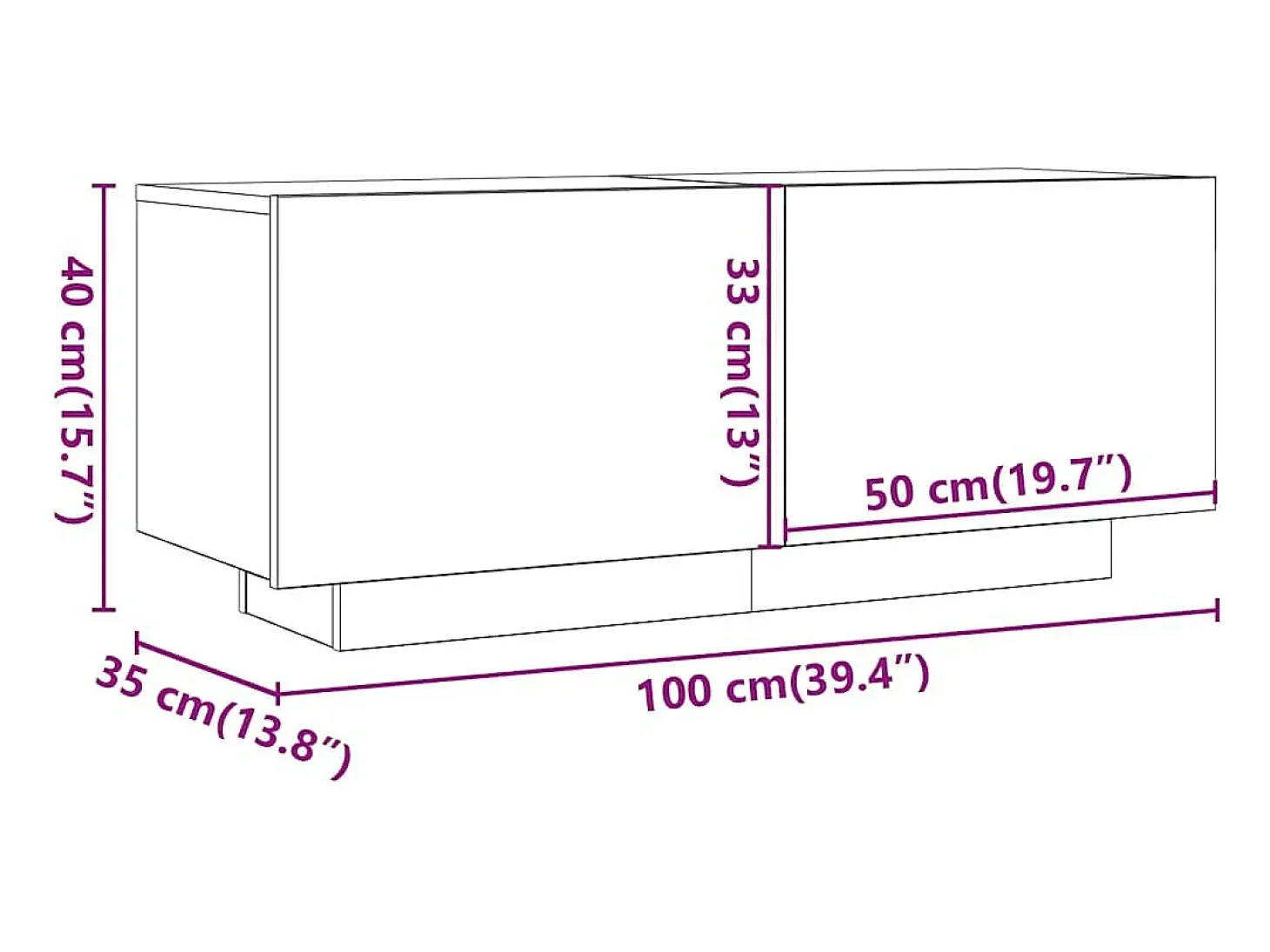 Móvel de TV com luzes LED 200x35x40 cm branco