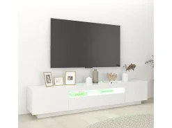 Móvel de TV com luzes LED 200x35x40 cm branco