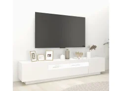 Móvel de TV com luzes LED 200x35x40 cm branco