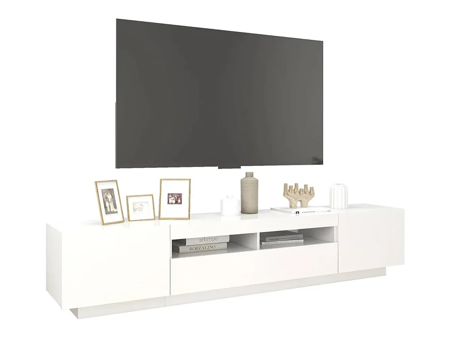 Móvel de TV com luzes LED 200x35x40 cm branco