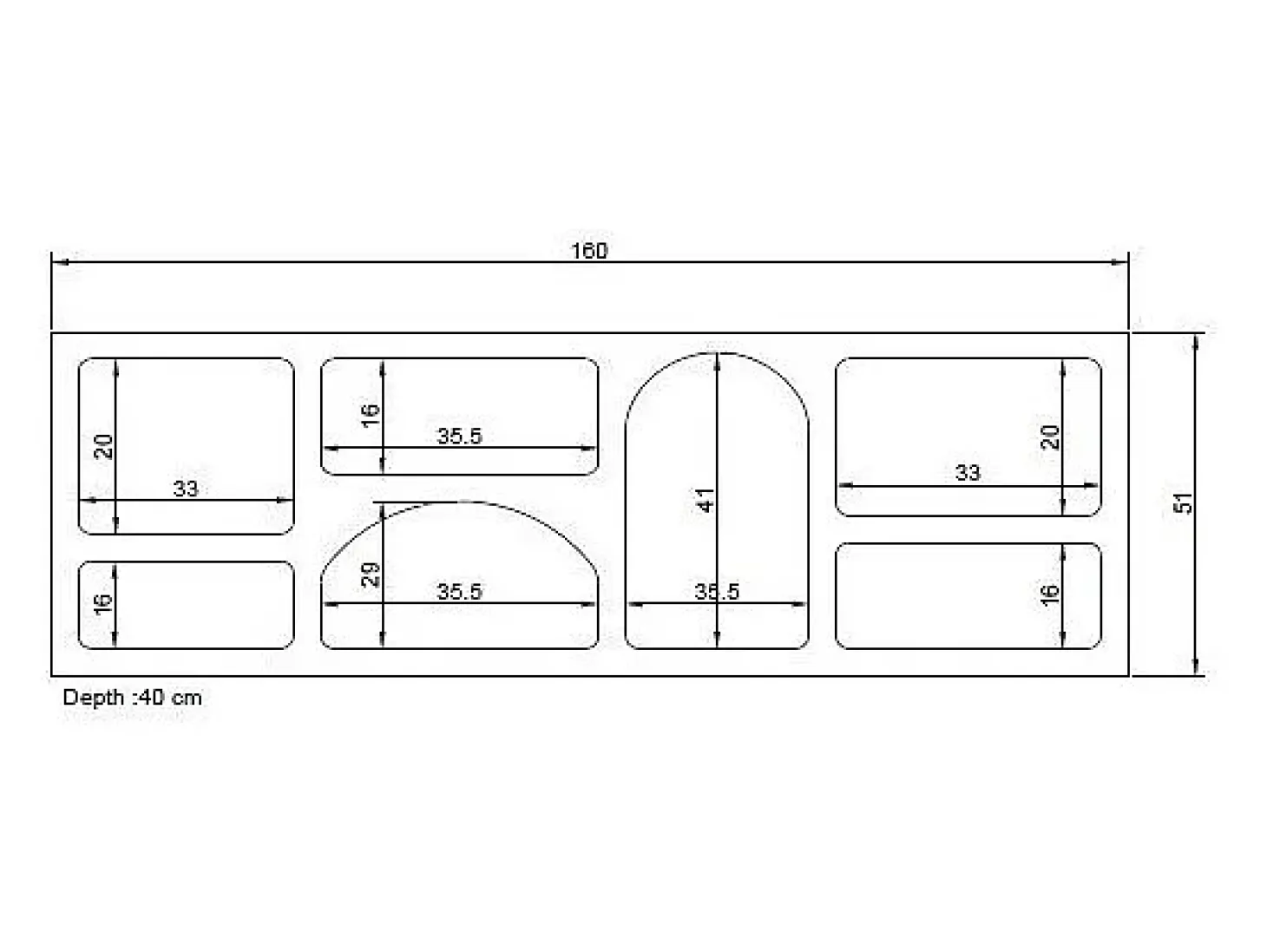 Móvel de TV de design com 7 prateleiras - Cor: Branco - LUELA