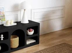 Móvel de TV de design com 7 prateleiras - Cor: Preto - LUELA