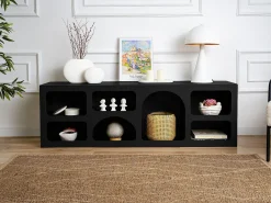 Móvel de TV de design com 7 prateleiras - Cor: Preto - LUELA
