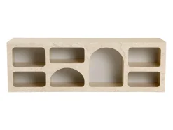 Móvel de TV de design com 7 nichos - Efeito mármore bege - LUELA