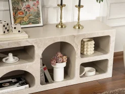 Móvel de TV de design com 7 nichos - Efeito mármore bege - LUELA