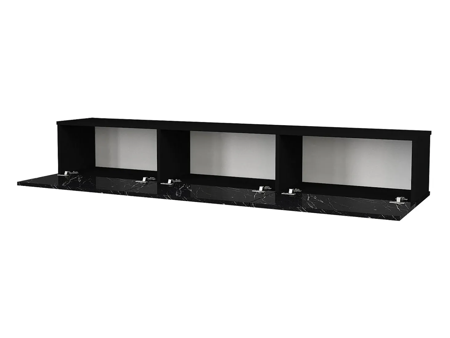 Móvel de TV de parede com 3 portas - Cor: Efeito mármore preto - VIKILA