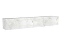 Móvel de TV de parede com 3 portas - Efeito mármore branco - VIKILA