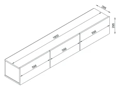 Móvel de TV de parede com 3 portas - Efeito mármore branco - VIKILA