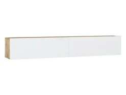 Móvel de TV de parede com 2 portas - Branco e natural - AUBEPINA