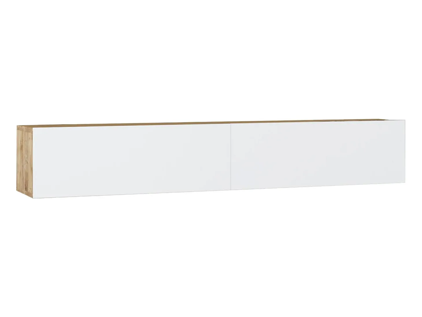 Móvel de TV de parede com 2 portas - Branco e natural - AUBEPINA