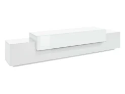Móvel de TV Dlamann, Aparador baixo da sala, Base de móvel de TV, 100% Fabricado em Itália, 240x45h52 cm, Branco brilhante