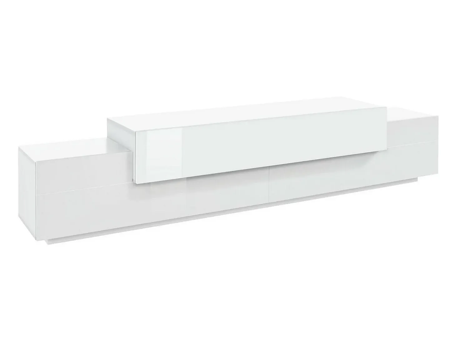 Móvel de TV Dlamann, Aparador baixo da sala, Base de móvel de TV, 100% Fabricado em Itália, 240x45h52 cm, Branco brilhante