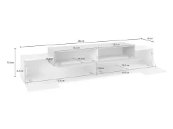 Móvel de TV Dlamann, Aparador baixo da sala, Base de móvel de TV, 100% Fabricado em Itália, 240x45h52 cm, Branco brilhante