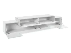 Móvel de TV Dlamann, Aparador baixo da sala, Base de móvel de TV, 100% Fabricado em Itália, 240x45h52 cm, Branco brilhante