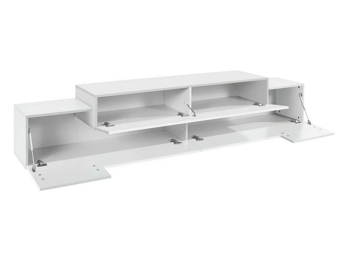 Móvel de TV Dlamann, Aparador baixo da sala, Base de móvel de TV, 100% Fabricado em Itália, 240x45h52 cm, Branco brilhante