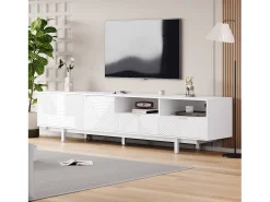 Móvel de TV estilo boêmio com 2 portas e 2 gavetas - 200 x 40 x 51 cm - Aglomerado - para sala de jantar - Branco