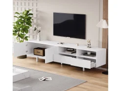 Móvel de TV estilo boêmio com 2 portas e 2 gavetas - 200 x 40 x 51 cm - Aglomerado - para sala de jantar - Branco