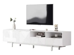 Móvel de TV estilo boêmio com 2 portas e 2 gavetas - 200 x 40 x 51 cm - Aglomerado - para sala de jantar - Branco