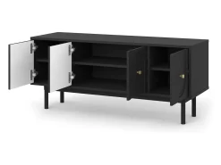 Móvel de TV Mazoma 4P preto/preto/dourado