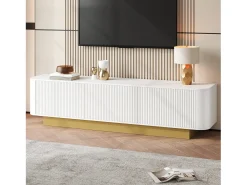 Móvel de TV moderno - 170 x 40,5 x 47 cm - com 3 portas - frente texturizada - MDF + aglomerado - branco