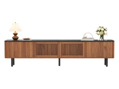 Móvel de TV moderno - 190 x 35 x 45 cm - com 4 portas - Design exclusivo - MDF + aglomerado - marrom