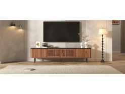 Móvel de TV moderno - 190 x 35 x 45 cm - com 4 portas - Design exclusivo - MDF + aglomerado - marrom