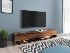 Móvel de TV moderno 180 cm com LED sem puxadores – old style mate suspenso ou de chão