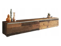 Móvel de TV moderno 180 cm para sala – 2 portas, sem puxadores, acabamento mate, de chão ou suspenso, estilo vintage