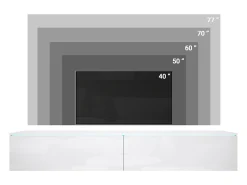 Móvel de TV moderno 180 cm para sala – 2 portas, sem puxadores, acabamento mate, de chão ou suspenso, bege caxemira