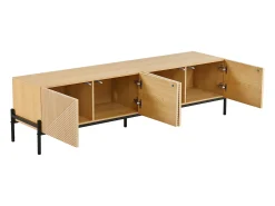 Móvel de TV moderno 163,5x40x45 cm - Armazenamento de 4 portas - Textura 3D - MDF - Natural