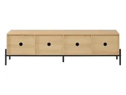Móvel de TV moderno 163,5x40x45 cm - Armazenamento de 4 portas - Textura 3D - MDF - Natural