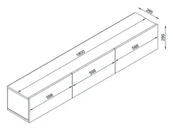 Móvel de TV suspenso com 3 portas - Efeito travertino - VIKILA