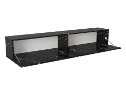 Móvel de TV suspenso com 2 portas efeito mármore preto - DINOMA