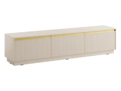 Móvel de TV suspenso ou de pousar com 3 portas MDF bege e dourado - POSINIA