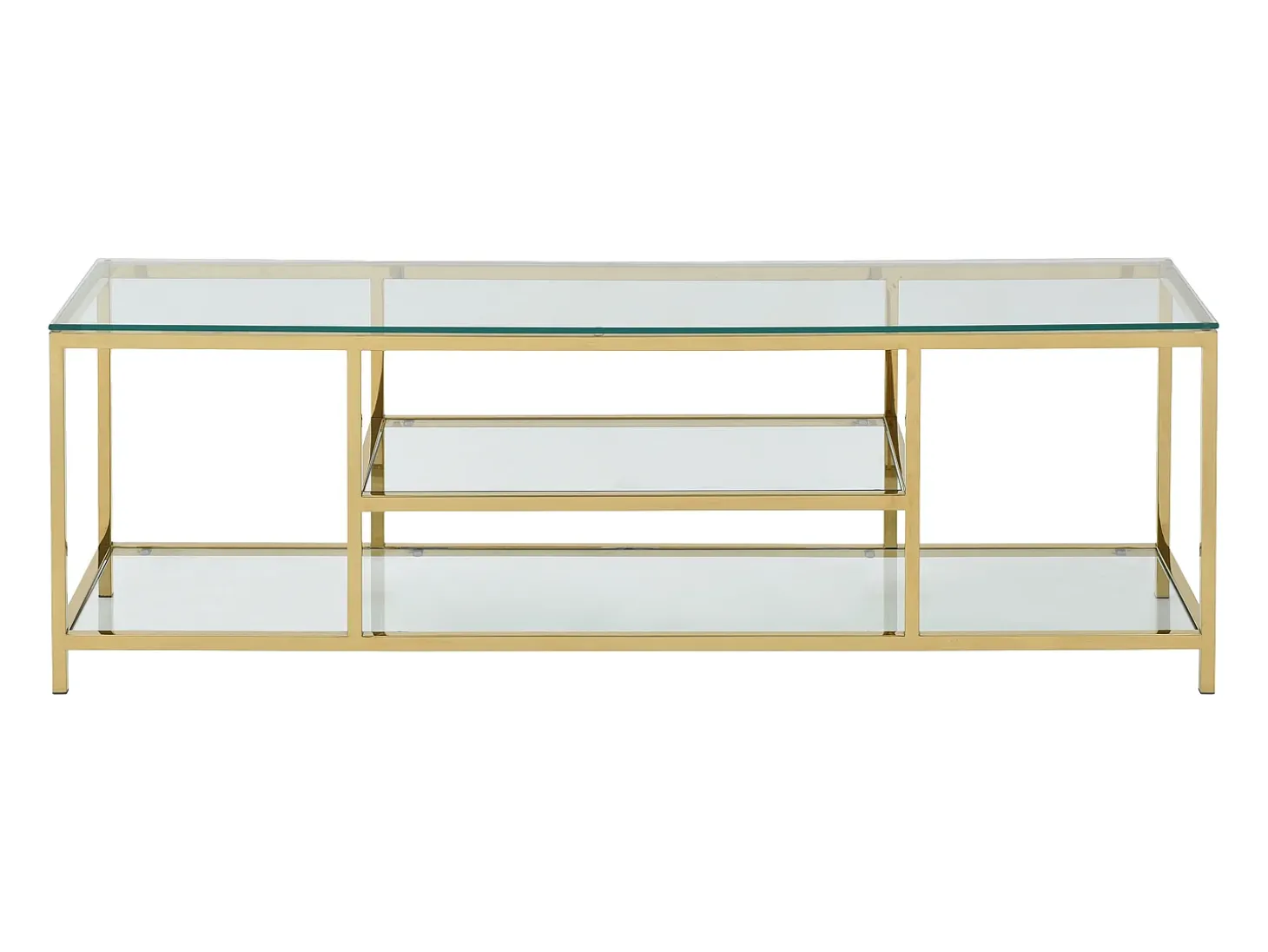 Móvel de TV vidro temperado e aço inoxidável transparente e dourado - RIMALI