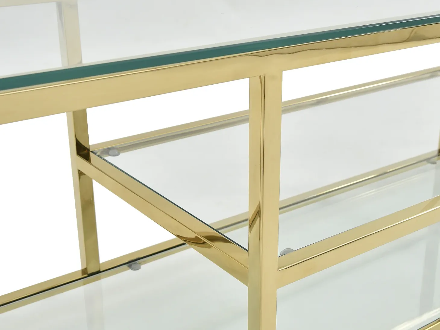 Móvel de TV vidro temperado e aço inoxidável transparente e dourado - RIMALI
