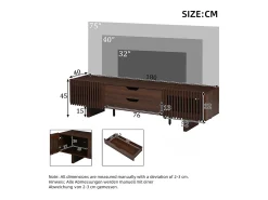 Móvel de TV 180x40x45 cm - con 2 gavetas e 2 portas de persiana - MDF - Cor nogueira