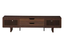 Móvel de TV 180x40x45 cm - con 2 gavetas e 2 portas de persiana - MDF - Cor nogueira