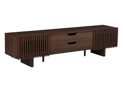 Móvel de TV 180x40x45 cm - con 2 gavetas e 2 portas de persiana - MDF - Cor nogueira