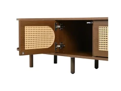 Móvel de TV 180x40x40 cm - Design em rattan - 4 portas - MDF - Para TVs de até 80 polegadas - Marrom