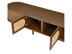 Móvel de TV 180x40x40 cm - Design em rattan - 4 portas - MDF - Para TVs de até 80 polegadas - Marrom