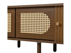Móvel de TV 180x40x40 cm - Design em rattan - 4 portas - MDF - Para TVs de até 80 polegadas - Marrom