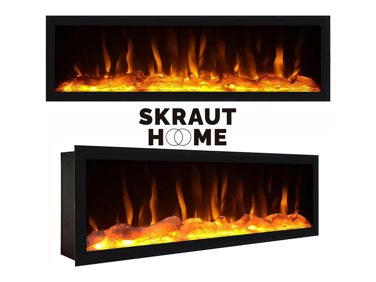Móvel de TV, 267x35x57cm, TV de grande formato, Lareira eléctrica XXL, Design industrial, Carvahlo e preto